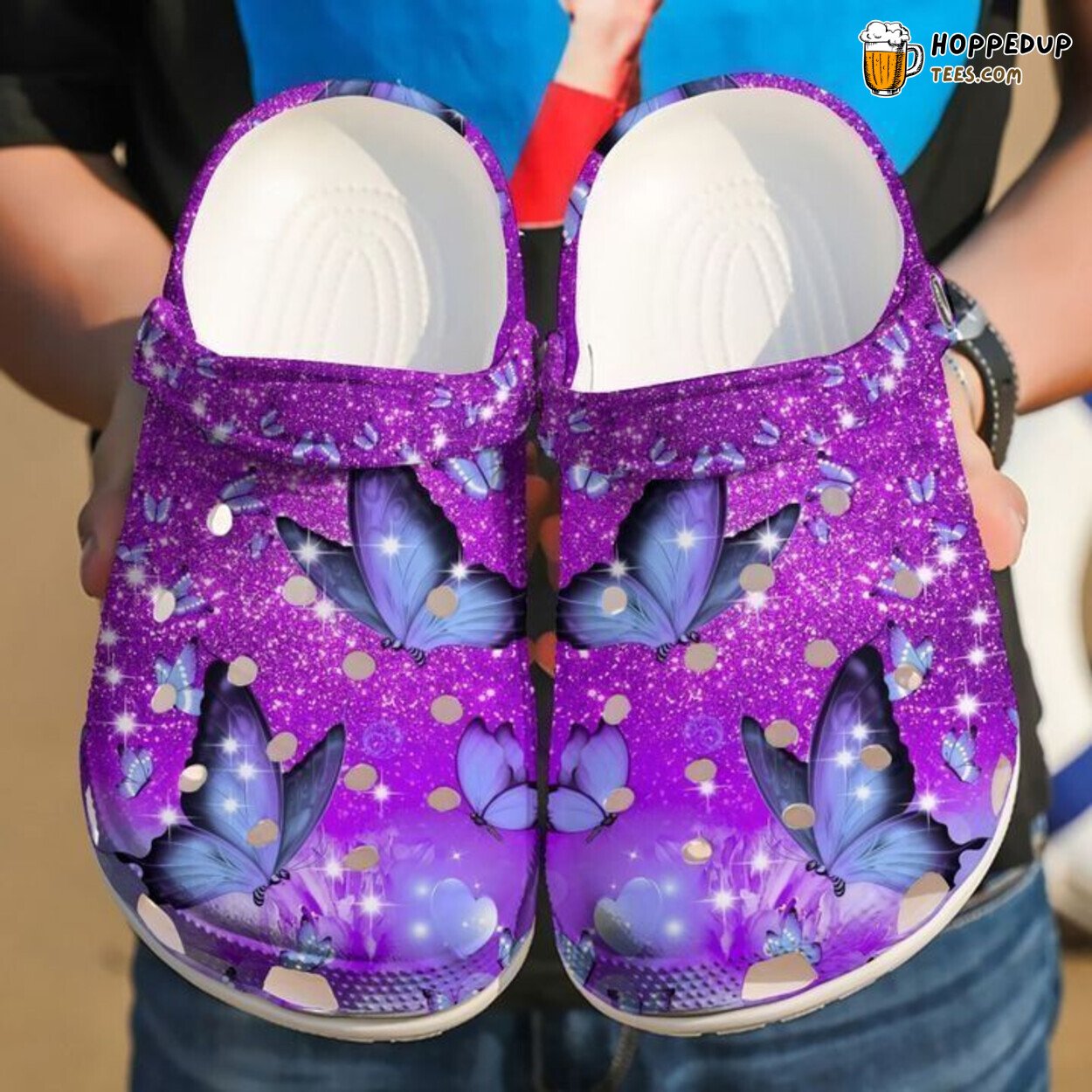 Butterfly Theme Purple Classic Elegant Design Comfort Clogs Wear