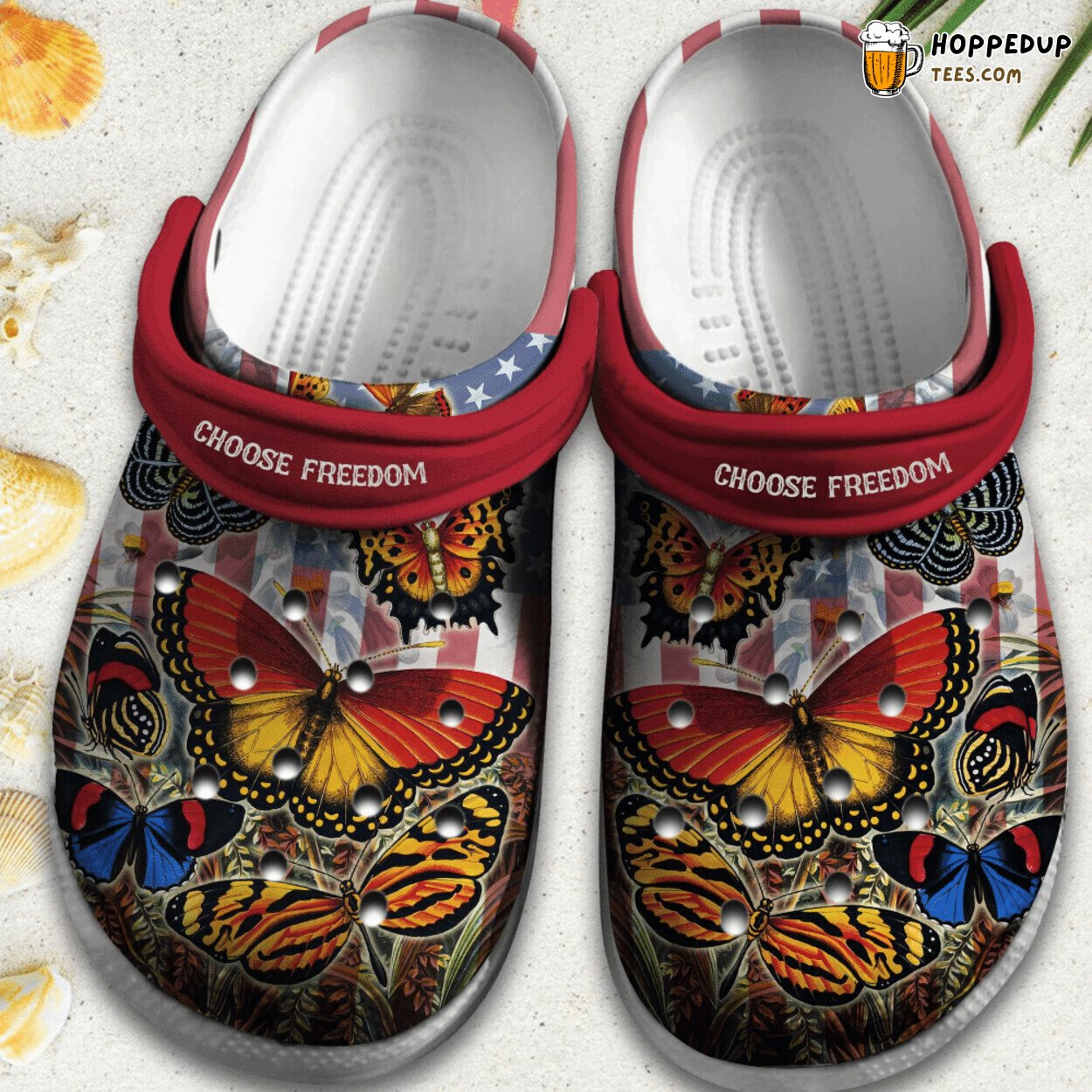 Butterfly USA Flag 4th July Gift Rubber Comfortable Clogs Footwear