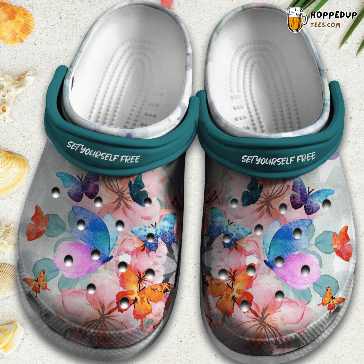 Butterfly With Flowers Magical World Beach Shoes Gift Vibrant Design