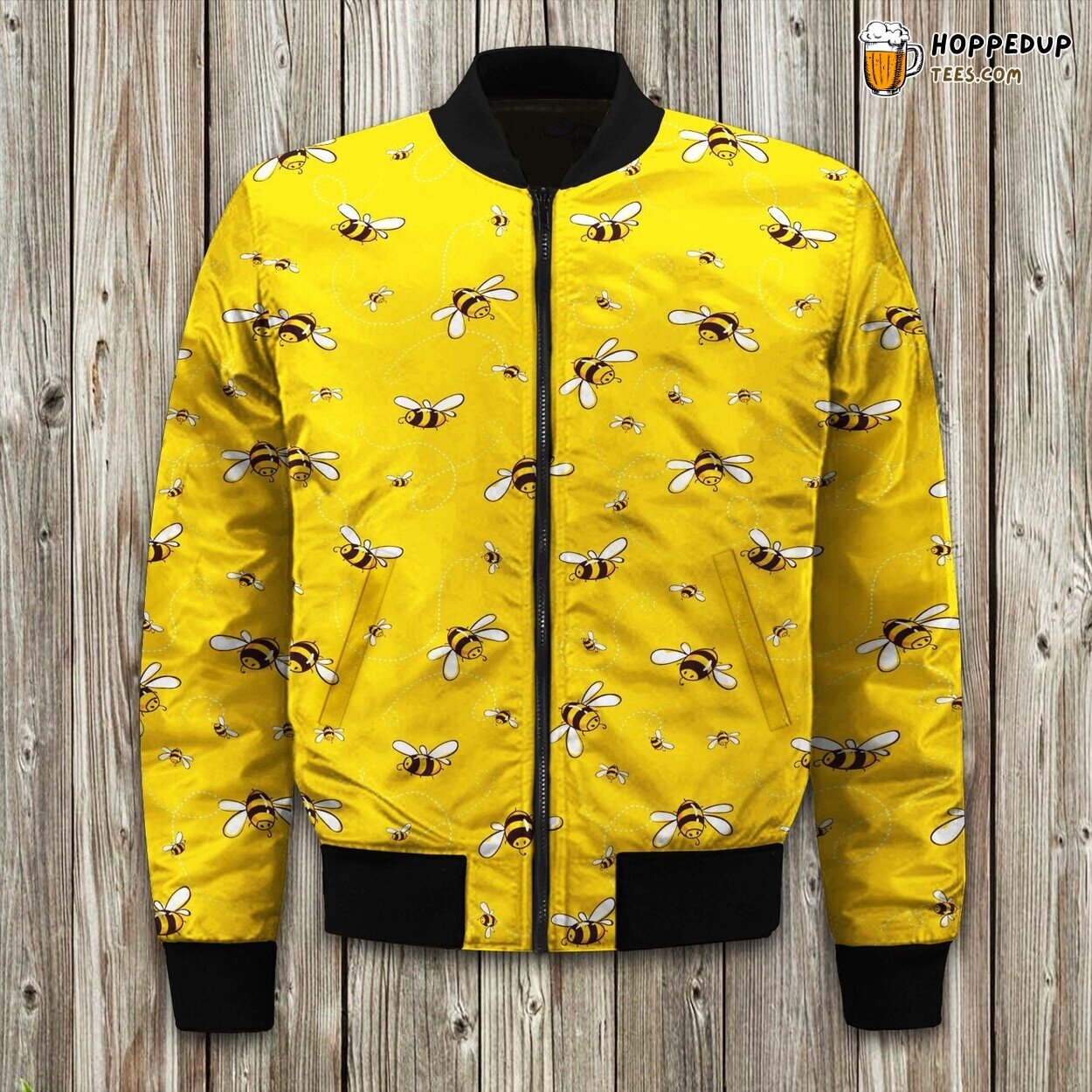 Buzzing Bee Pattern Winter Bomber Jacket Nature’s Work Design