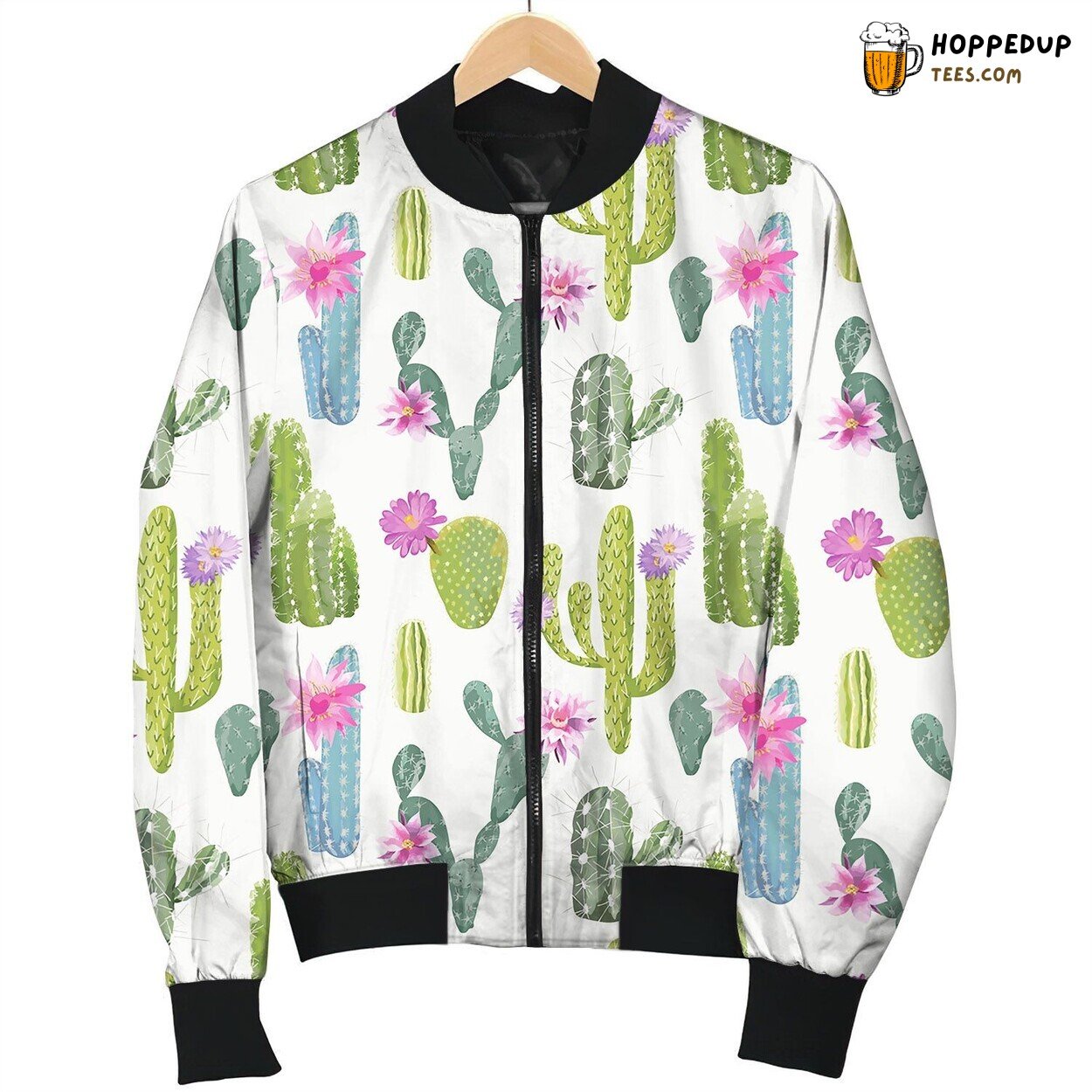 Cactus Background Seamless Pattern Exotic Plant Bomber Jacket