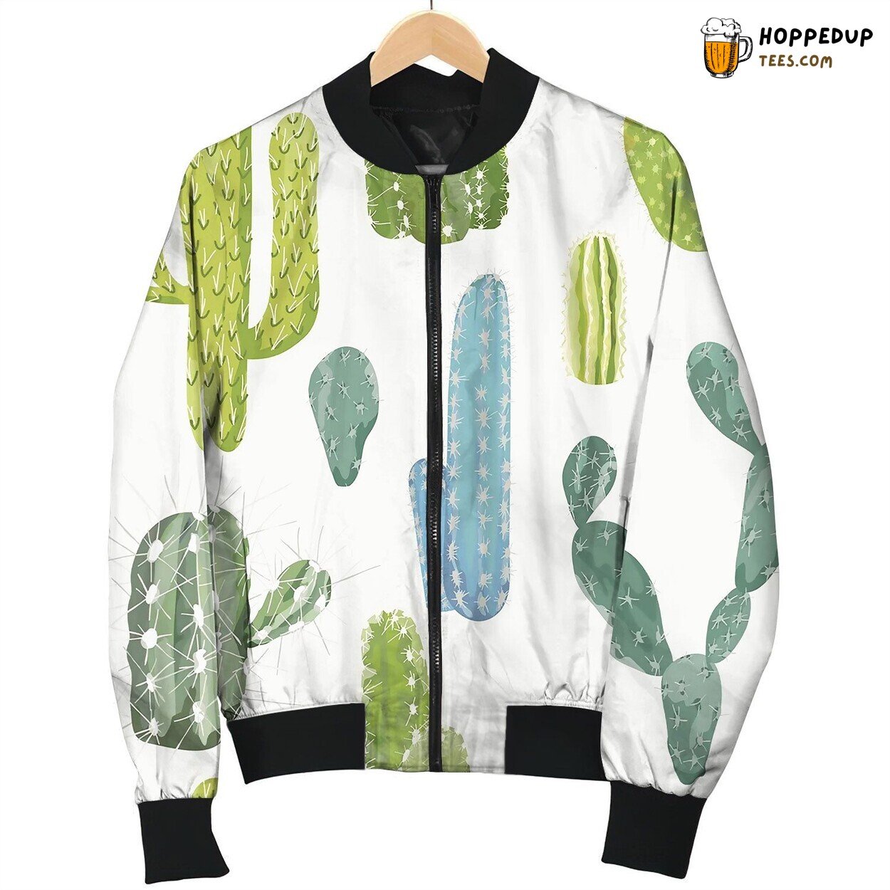 Cactus Background Seamless Pattern Exotic Plant Sea Bomber Jacket