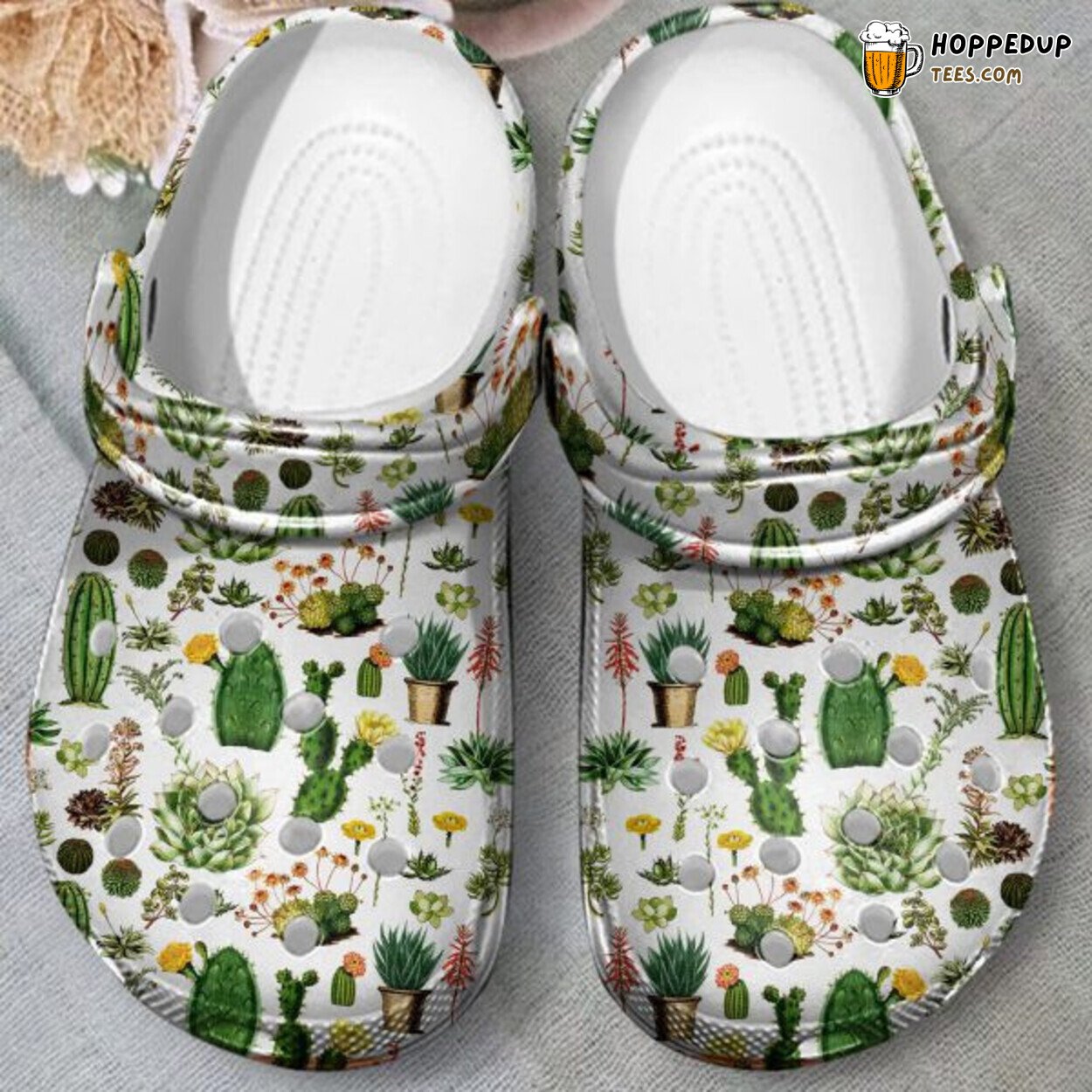 Cactus Croc Style Rubber Clog Shoes Comfortable Footwear for Plant Lovers
