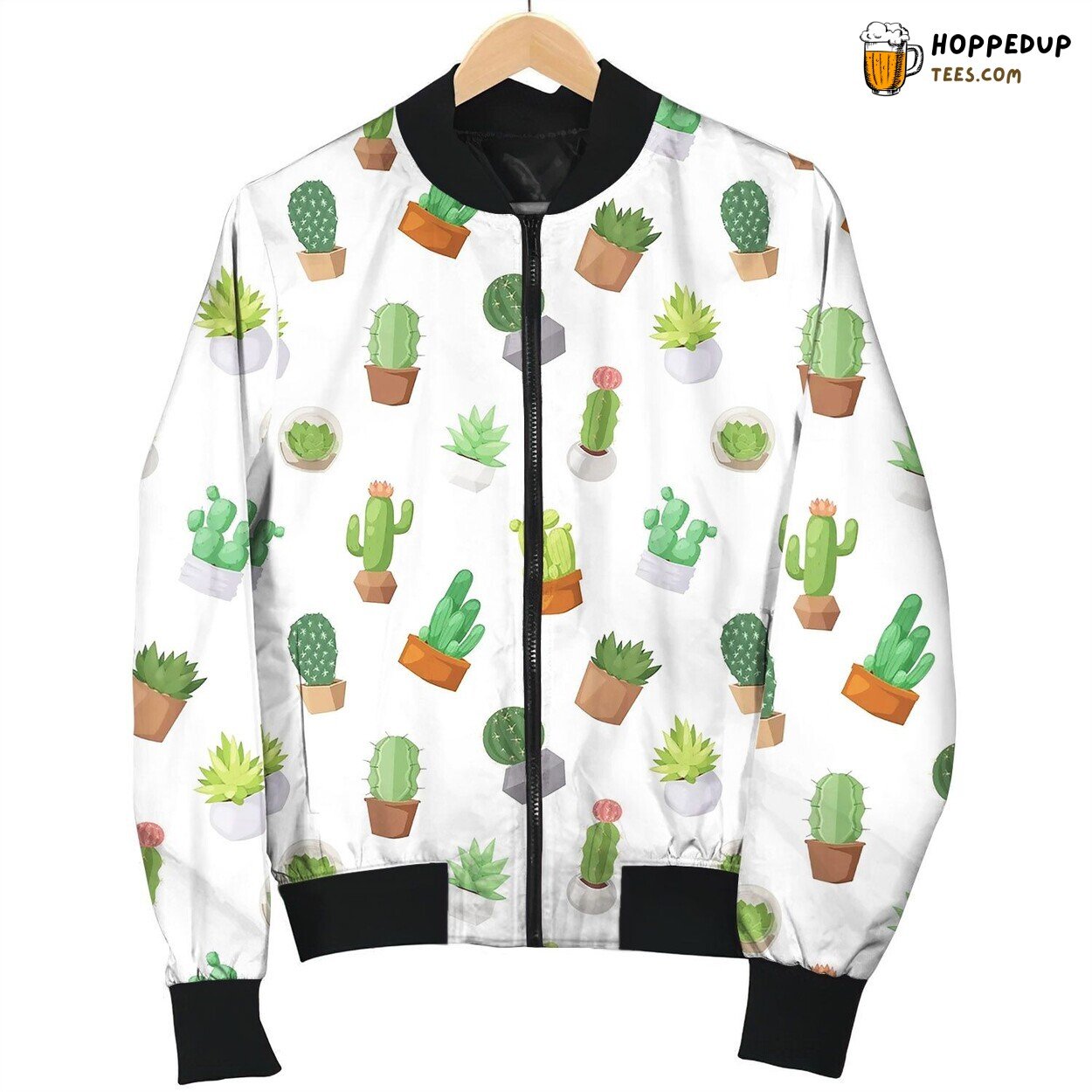 Cactus Doodle Seamless Pattern Bomber Jacket