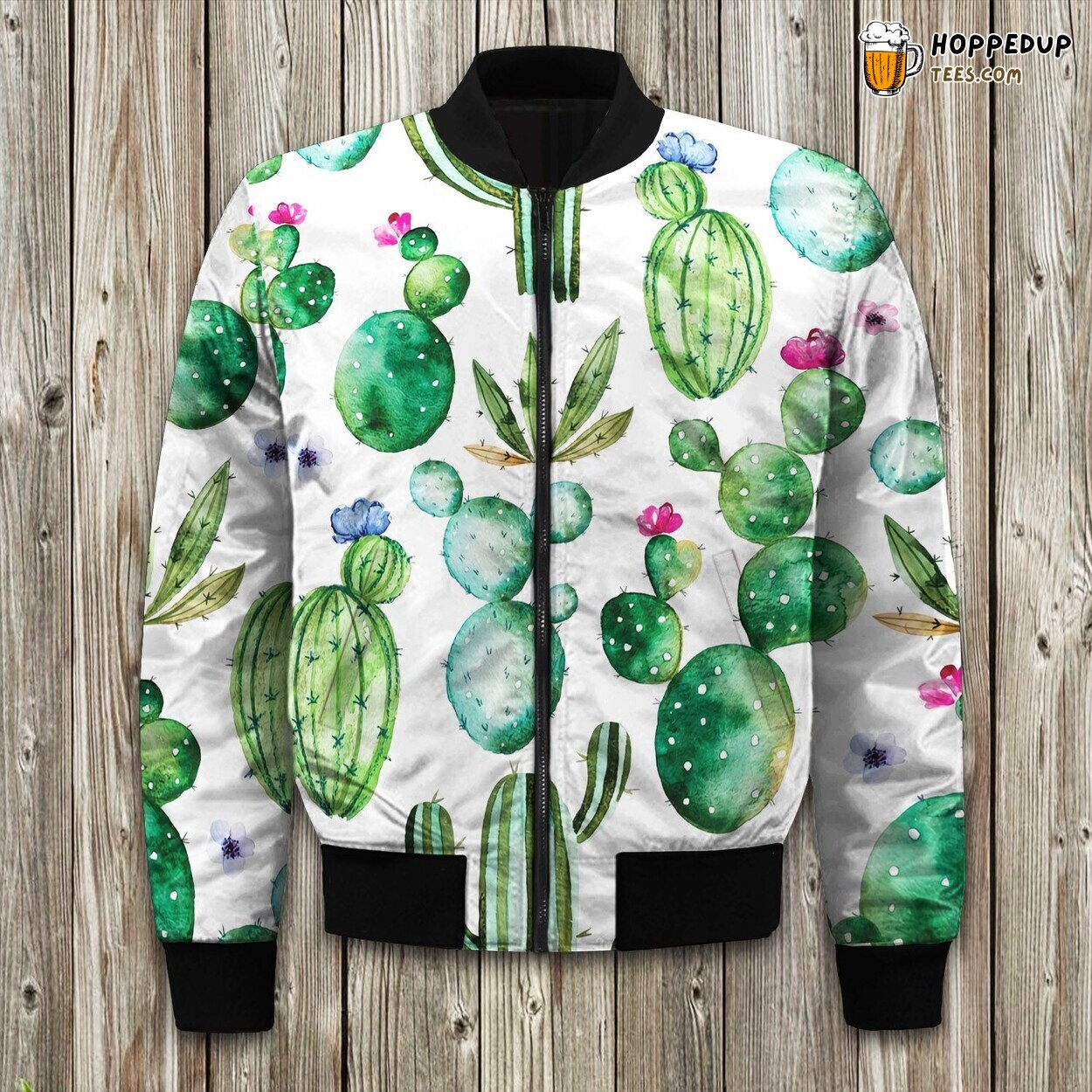 Cactus Green And Natural Bomber Jacket