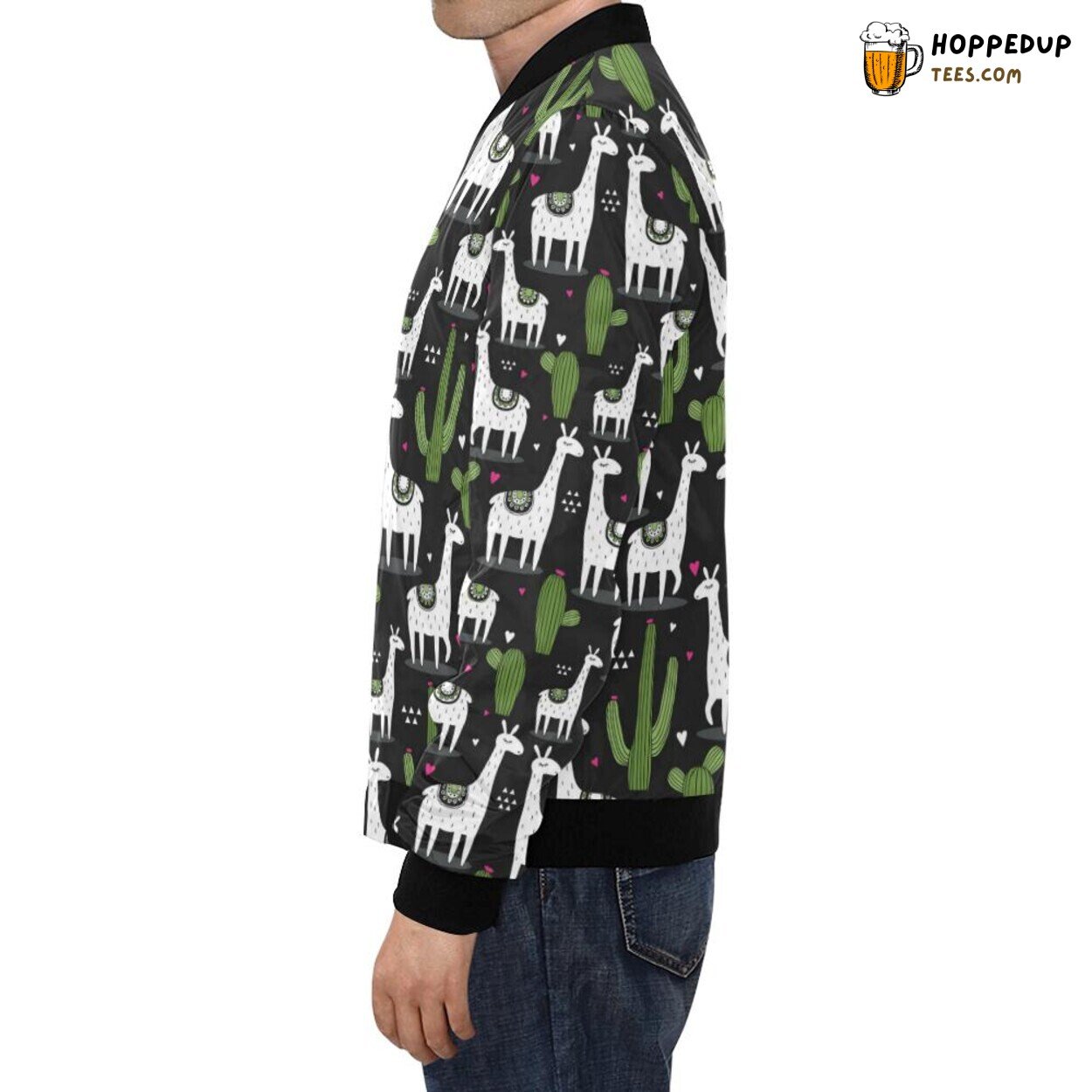 Cactus Llama Pattern Print Design Men’s Bomber Jacket Theme