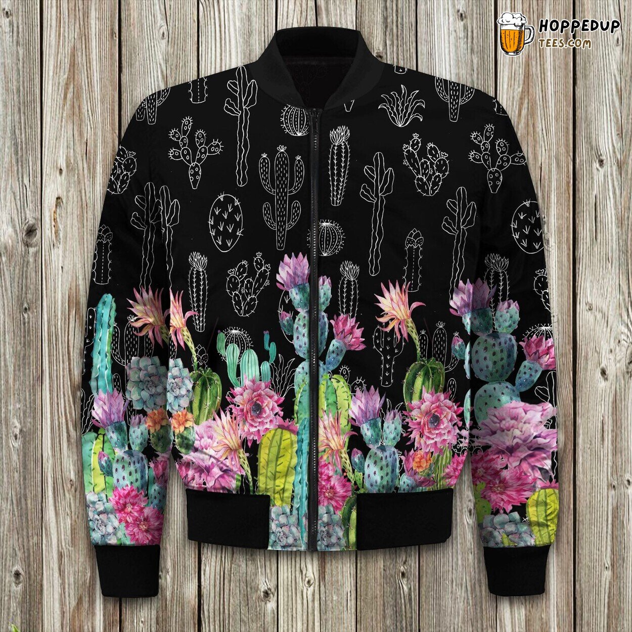 Cactus Oasis Dream Winter Bomber Jacket Tailored Unique Elegance Precision Design