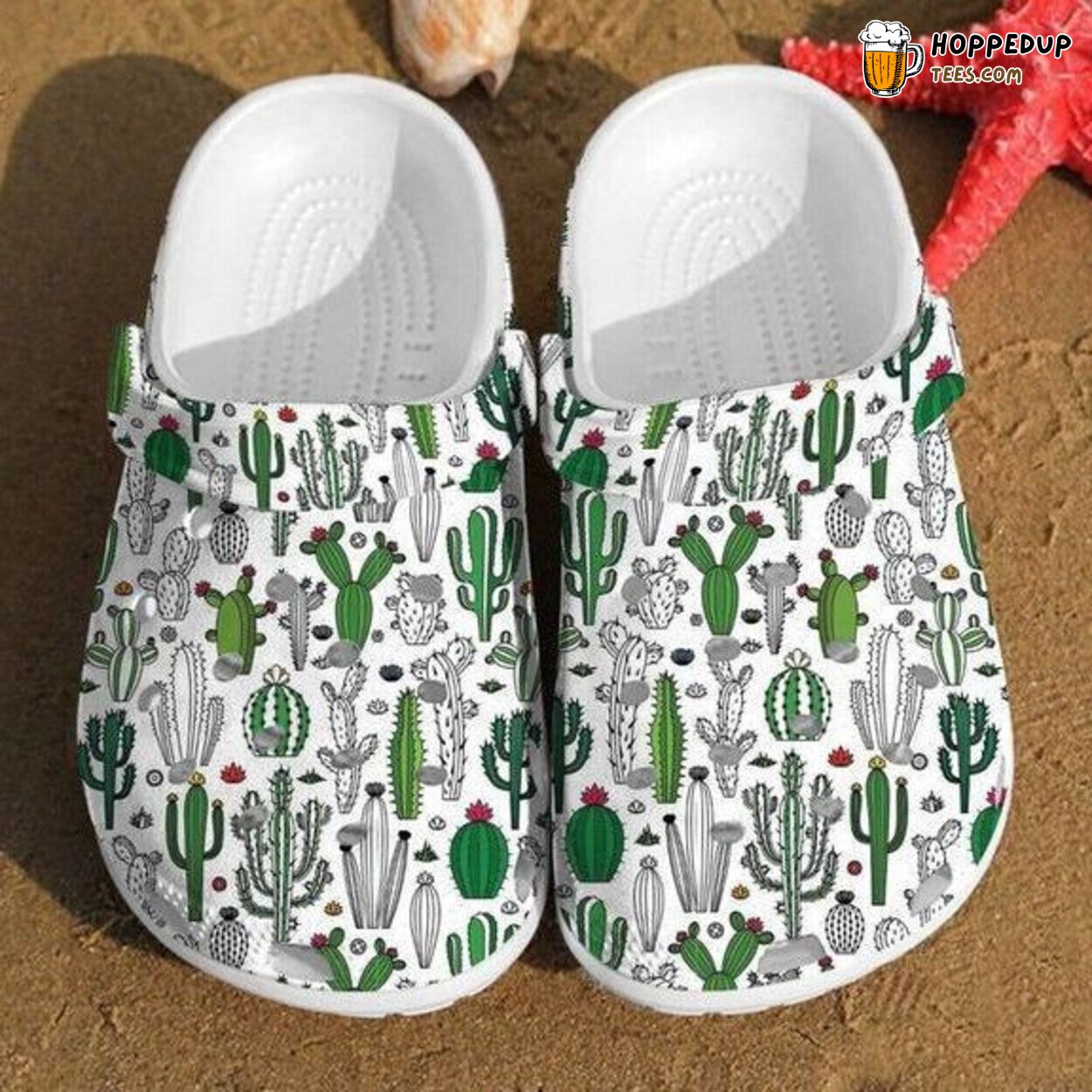 Cactus Pattern Themed Comfortable Rubber Clog Shoes Ideal for Plant Enthusiasts