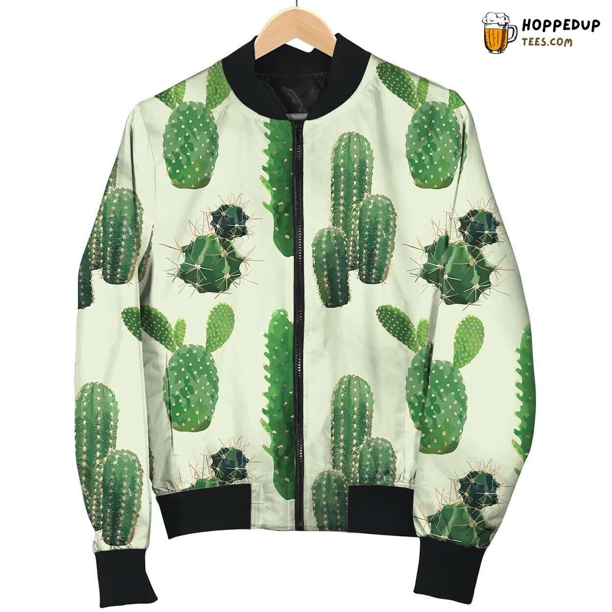 Cactus Plant Seamless Pattern Exotic Tropical Bomber Jacket