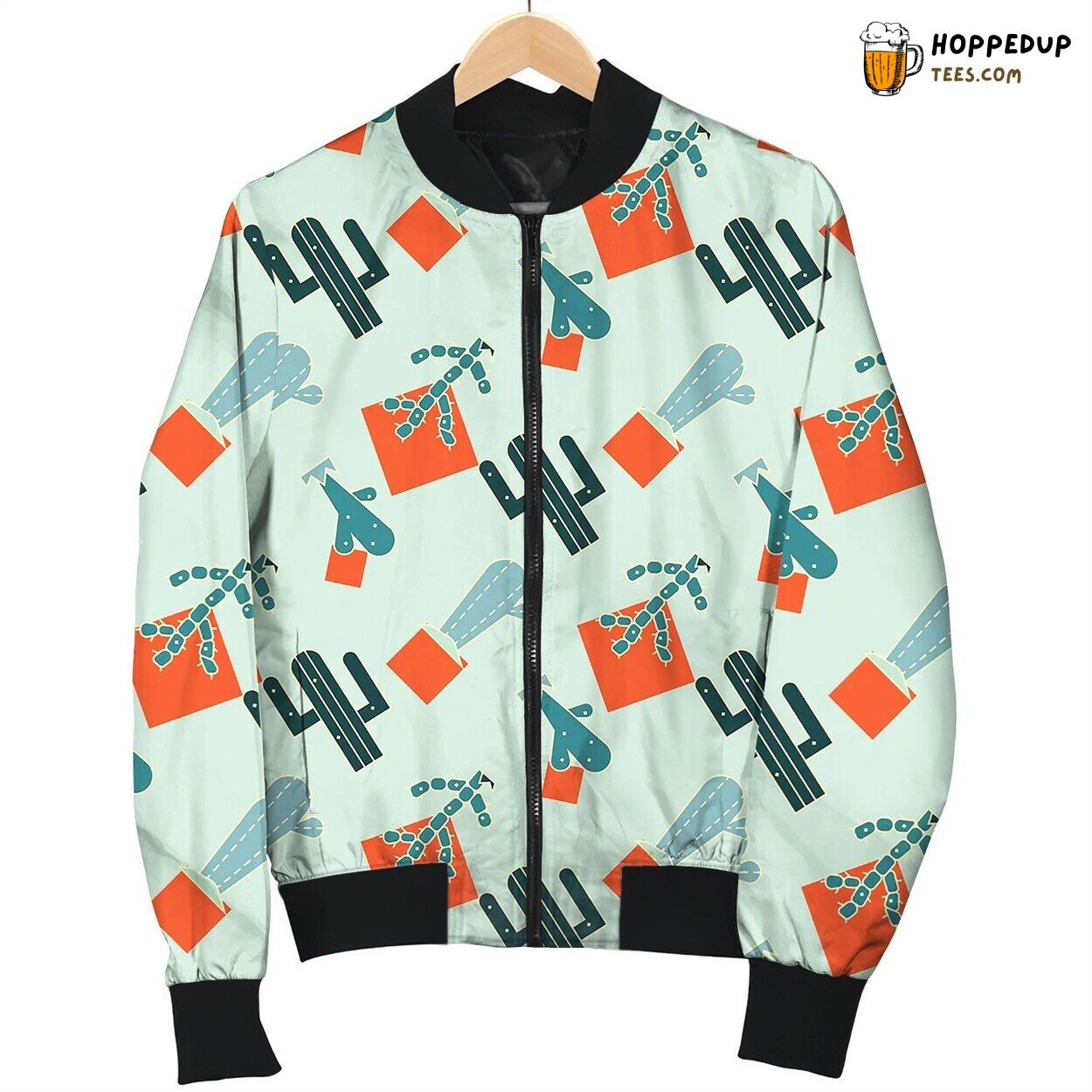 Cactus Seamless Pattern Bomber Jacket