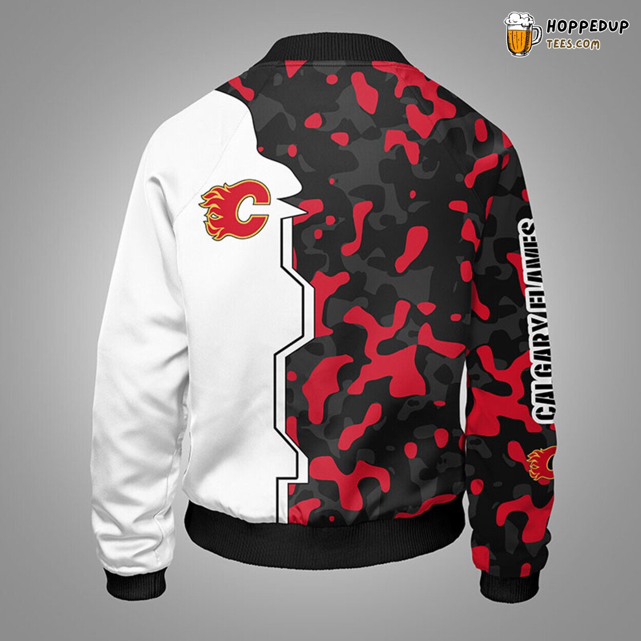 Calgary Flames NHL Camouflage Red Distinct Bomber Jacket Stylish Design