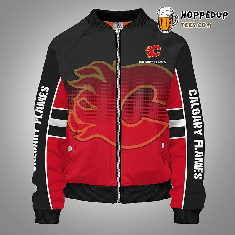 Calgary Flames NHL Team Spirit Red Black Bomber Jacket Edition