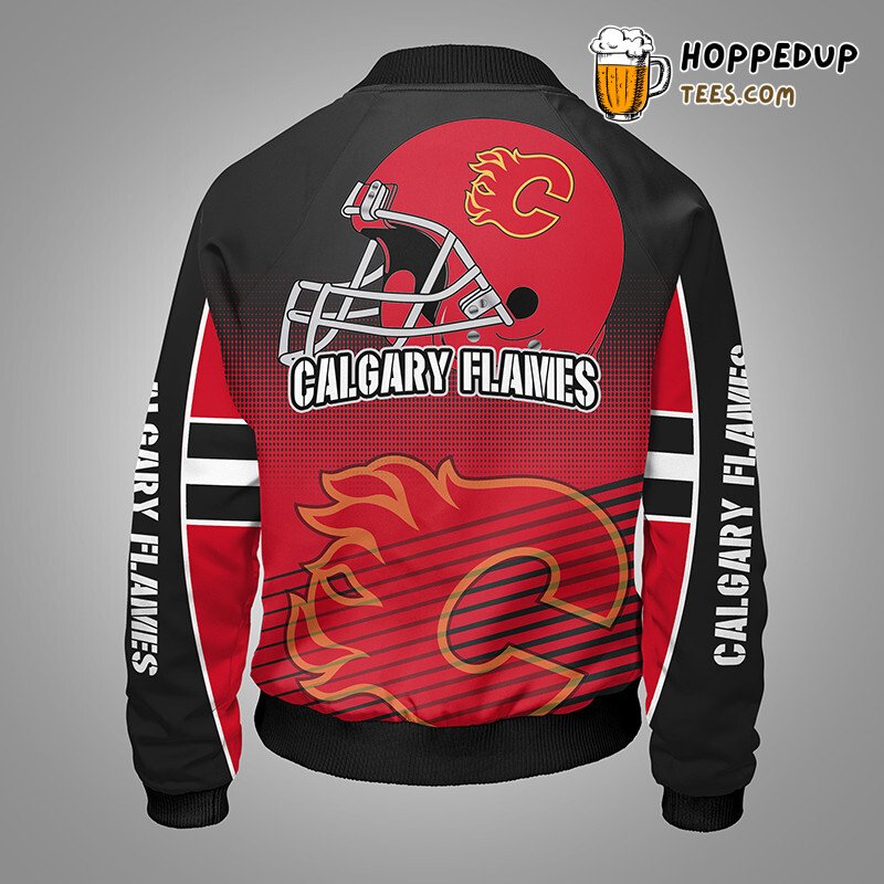 Calgary Flames NHL Team Spirit Red Black Bomber Jacket Edition