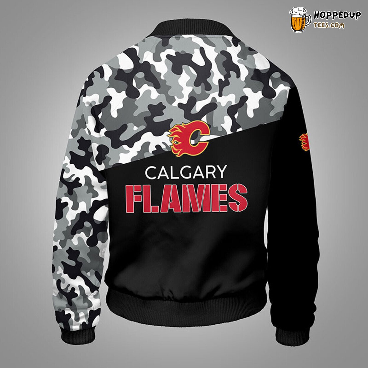 Calgary Flames NHL Unique Camouflage Black Bomber Jacket Stylish Look