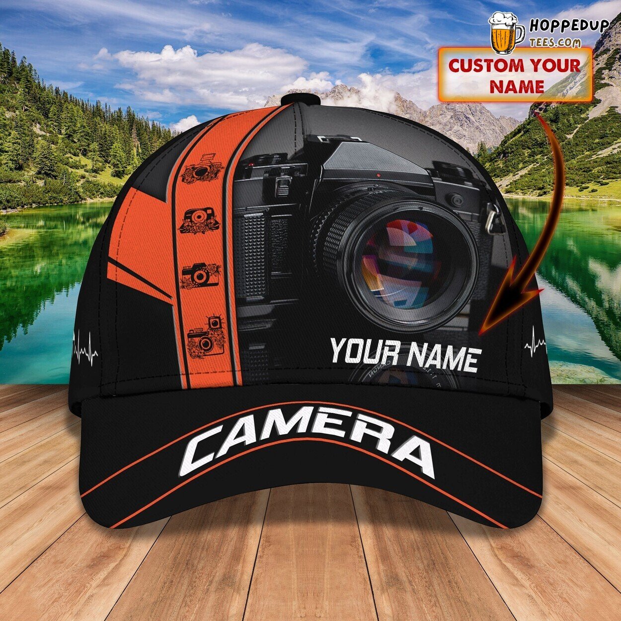 Camera Theme Styling 3D Classic Cap Personalized Name Unique Premium Design