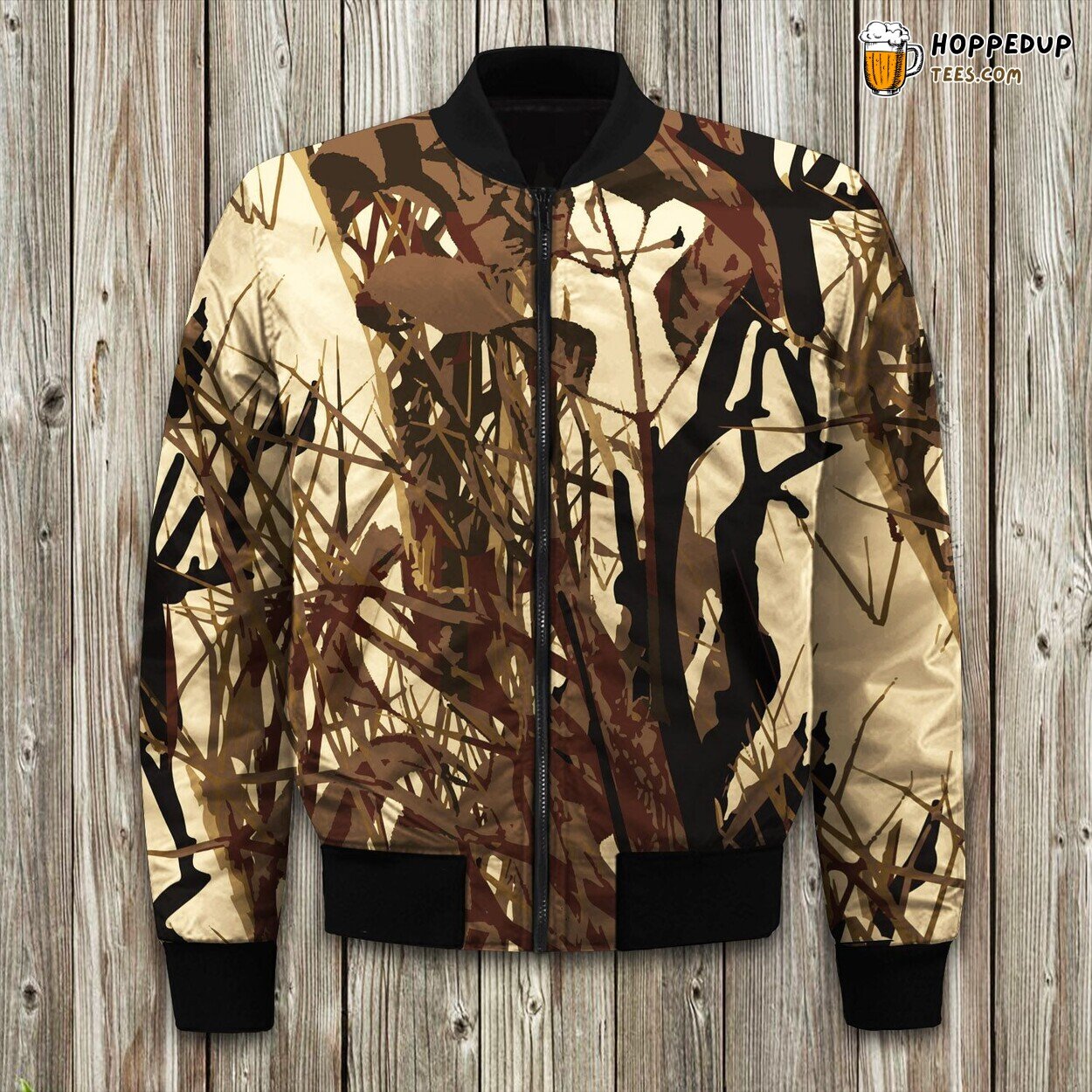 Camo Camo Pattern Bomber Jacket