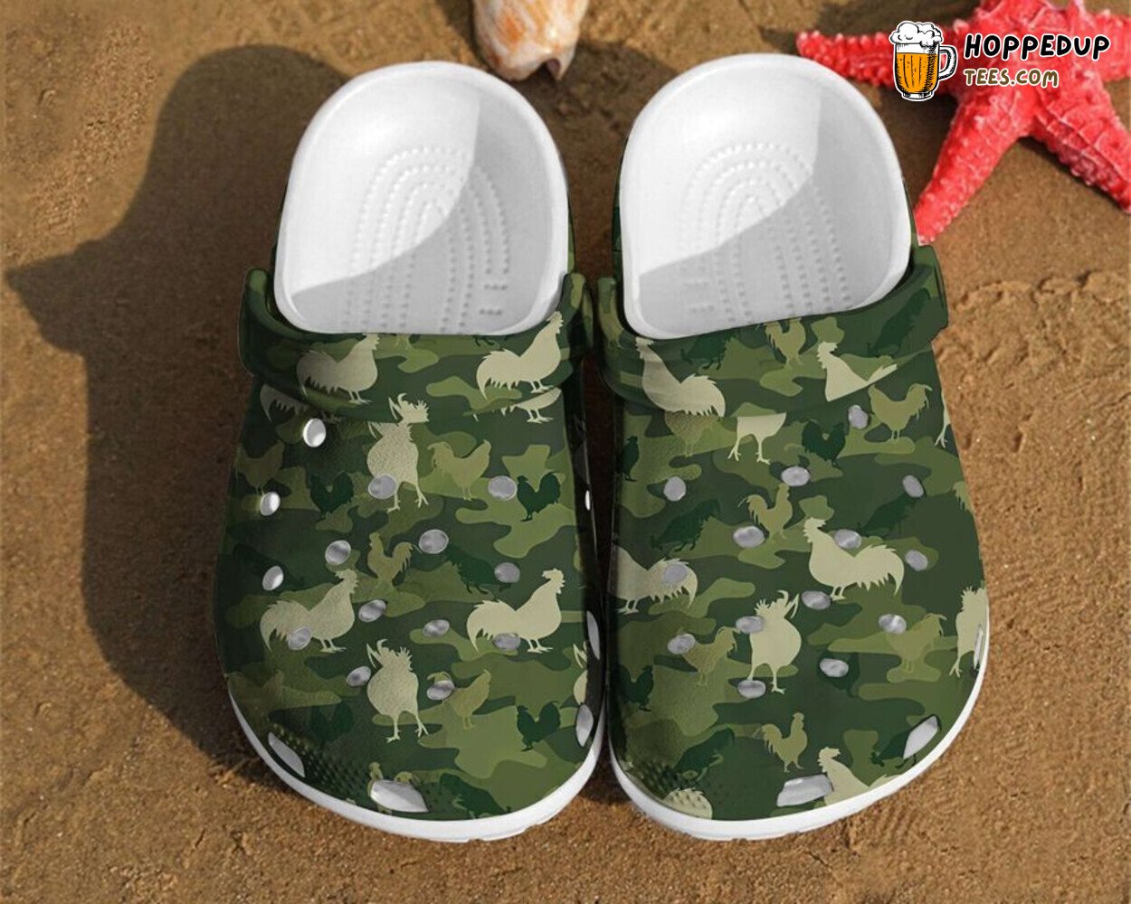 Camo Chicken Summer Lover Farm Animals Themed Comfort Clogs