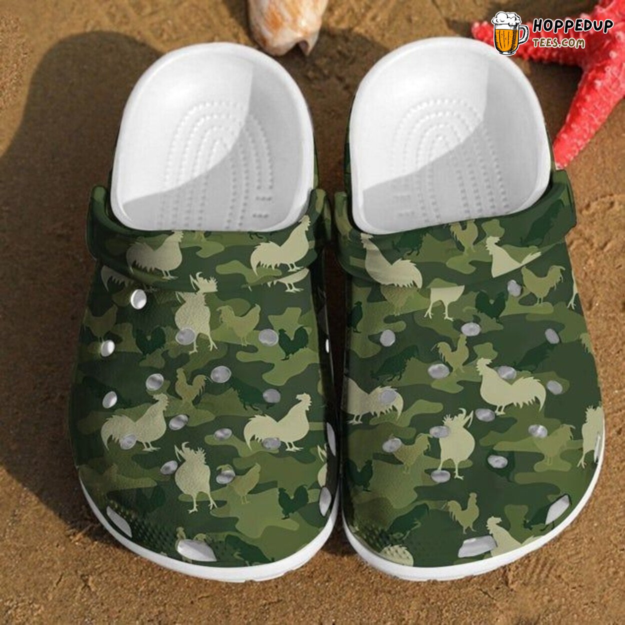 Camo Chicken Themed Comfortable Unique Stylish Rubber Clog Shoes