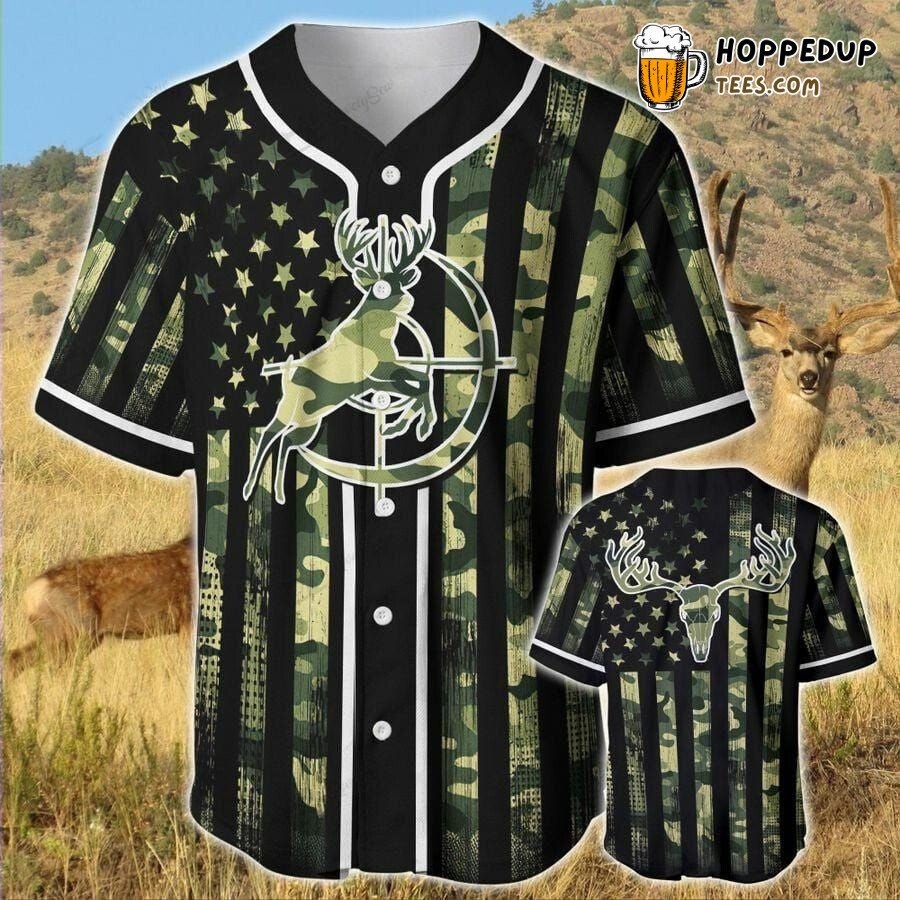 Camo Design Deer Hunting Unique Baseball Jersey Distinctive Edition Look