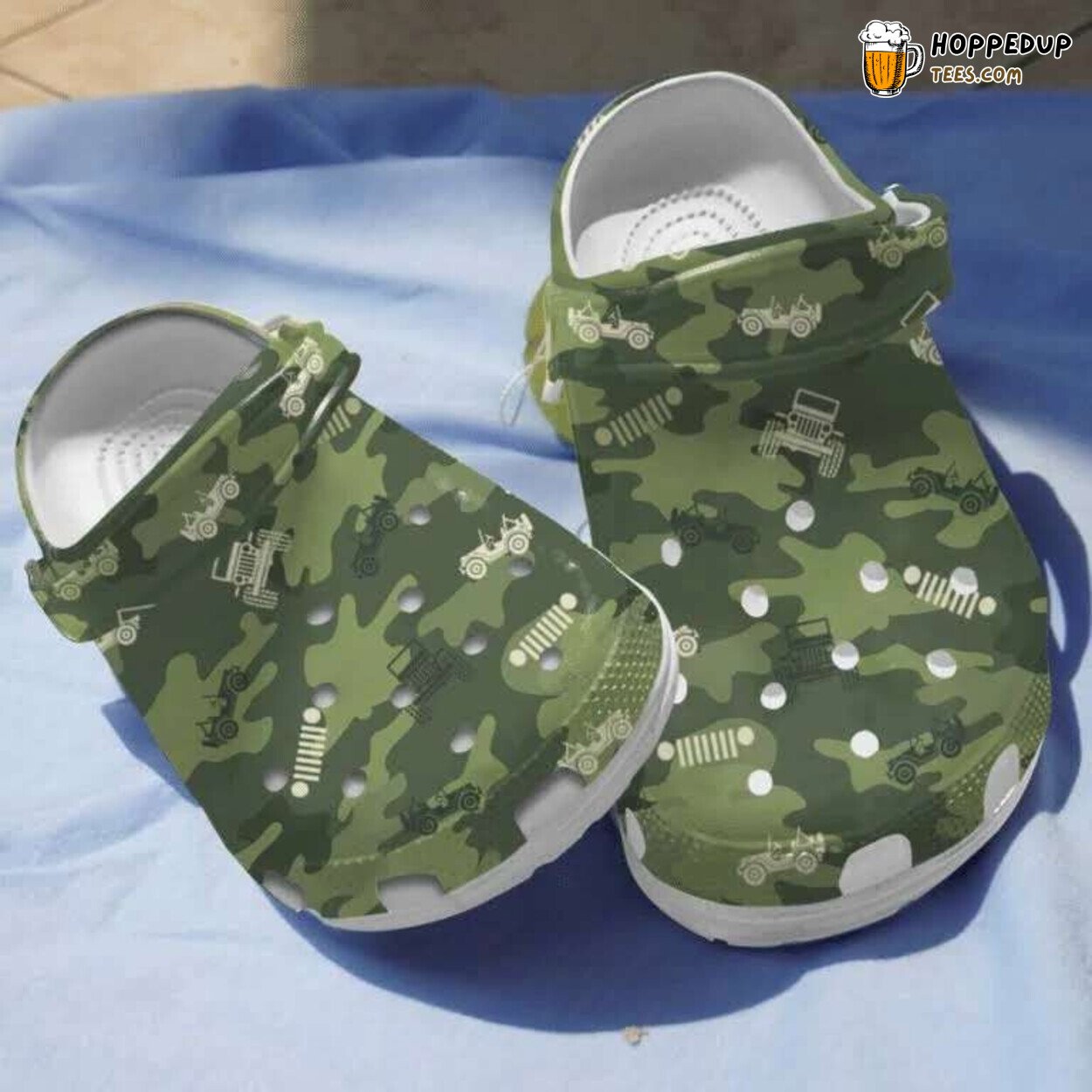 Camo Jeep Camouflage Theme Clog Shoes Jeep Lovers Unique Outdoor Style