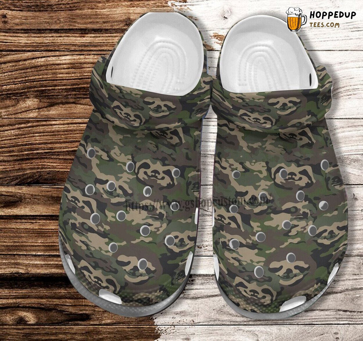 Camo Sloth Army Themed Funny Comfortable Unique Design Croc Clogs