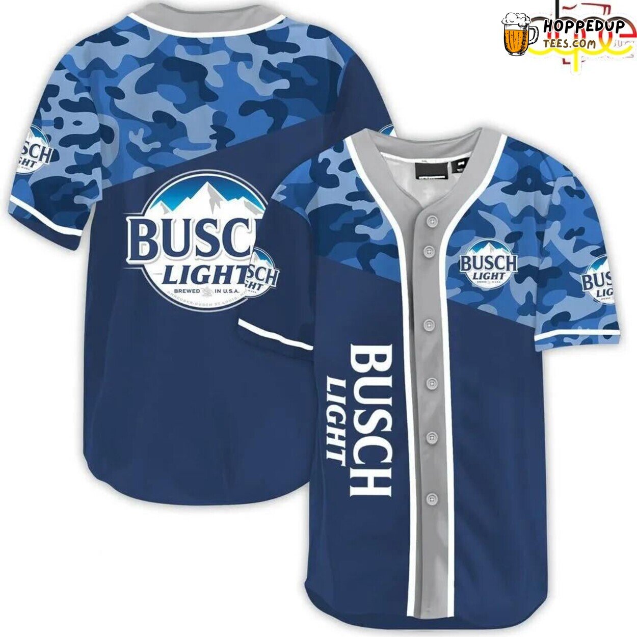 Camouflage Classic Design Busch Light Authentic Baseball Jersey Shirt