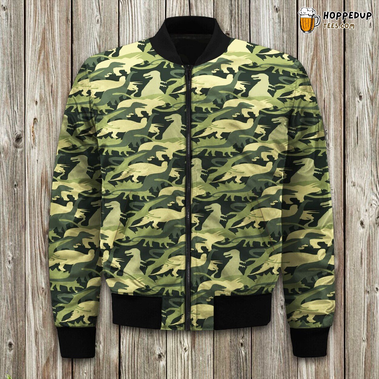 Camouflage Dinosaur Bomber Jacket