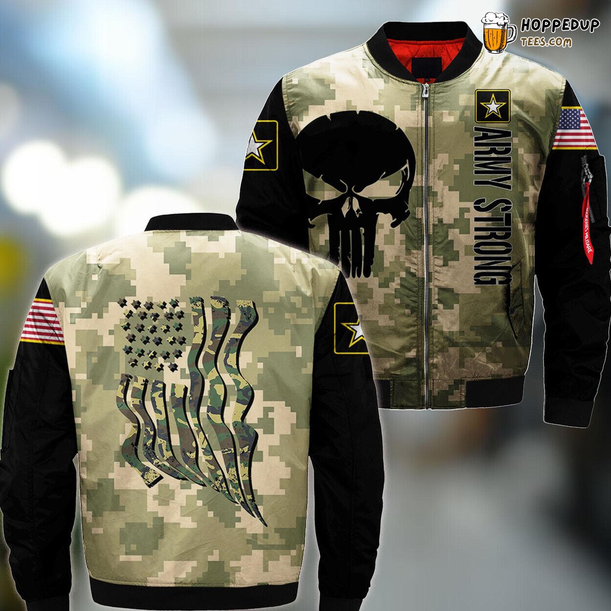 Camouflage Flag A Classic US Army Bomber Jacket for Veterans Pride
