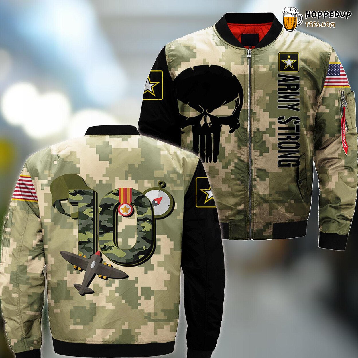 Camouflage Hero Army Soldier 10th Birthday Celebration Bomber Jacket