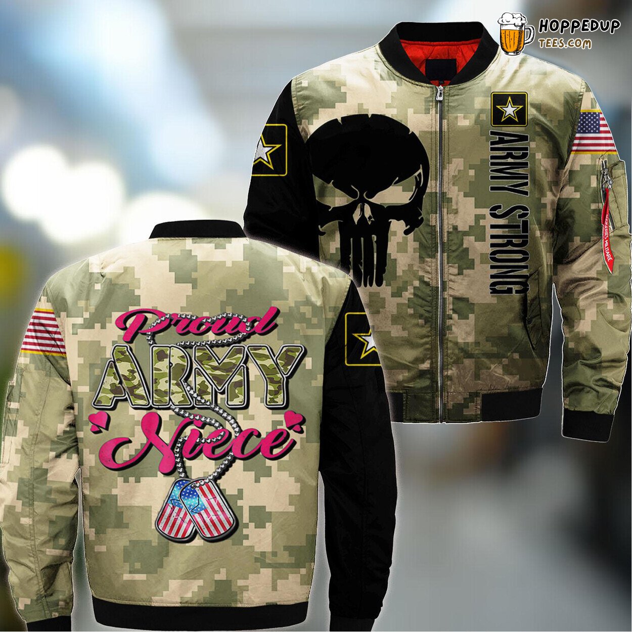Camouflage Proud Niece Military Army Family Love Bomber Jacket