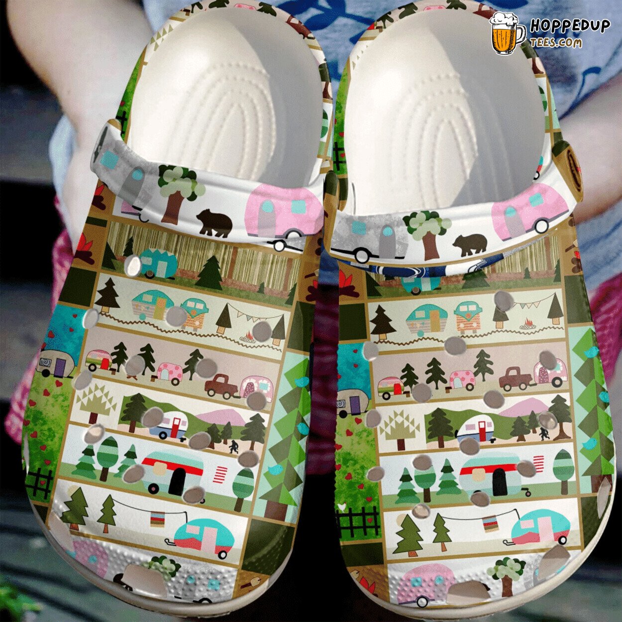 Camper Day Camping In Wood Theme Rubber Clog Shoes Outdoor Gift