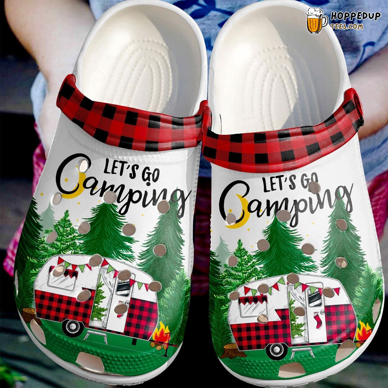 Camper Red Gingham Lets Go Camping Outdoor Birthday Gift Clogs