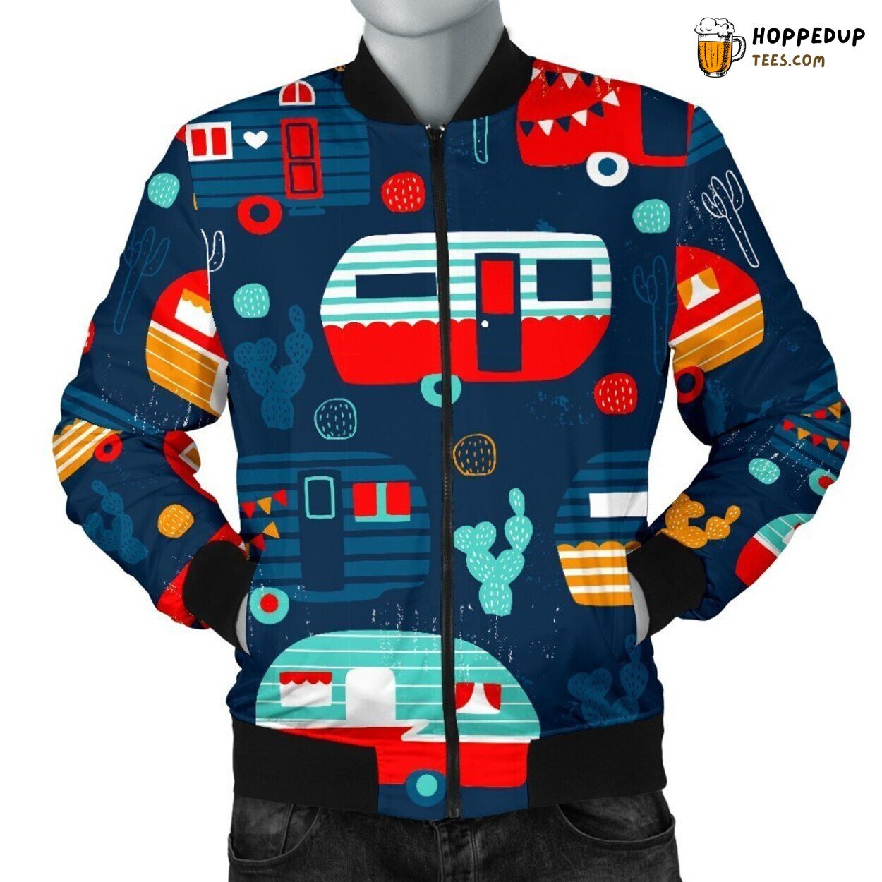 Camper Van Adventure Men’s Bomber Jacket Travel Inspired Design Elegance