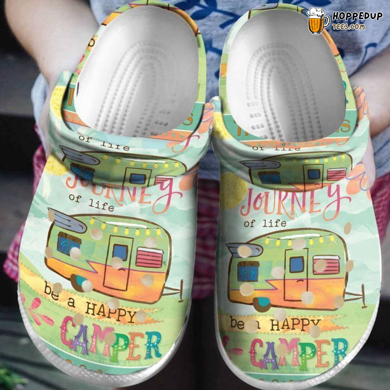 Camping Be Happy Camper Classic Themed Comfortable Clogs Shoes Unique