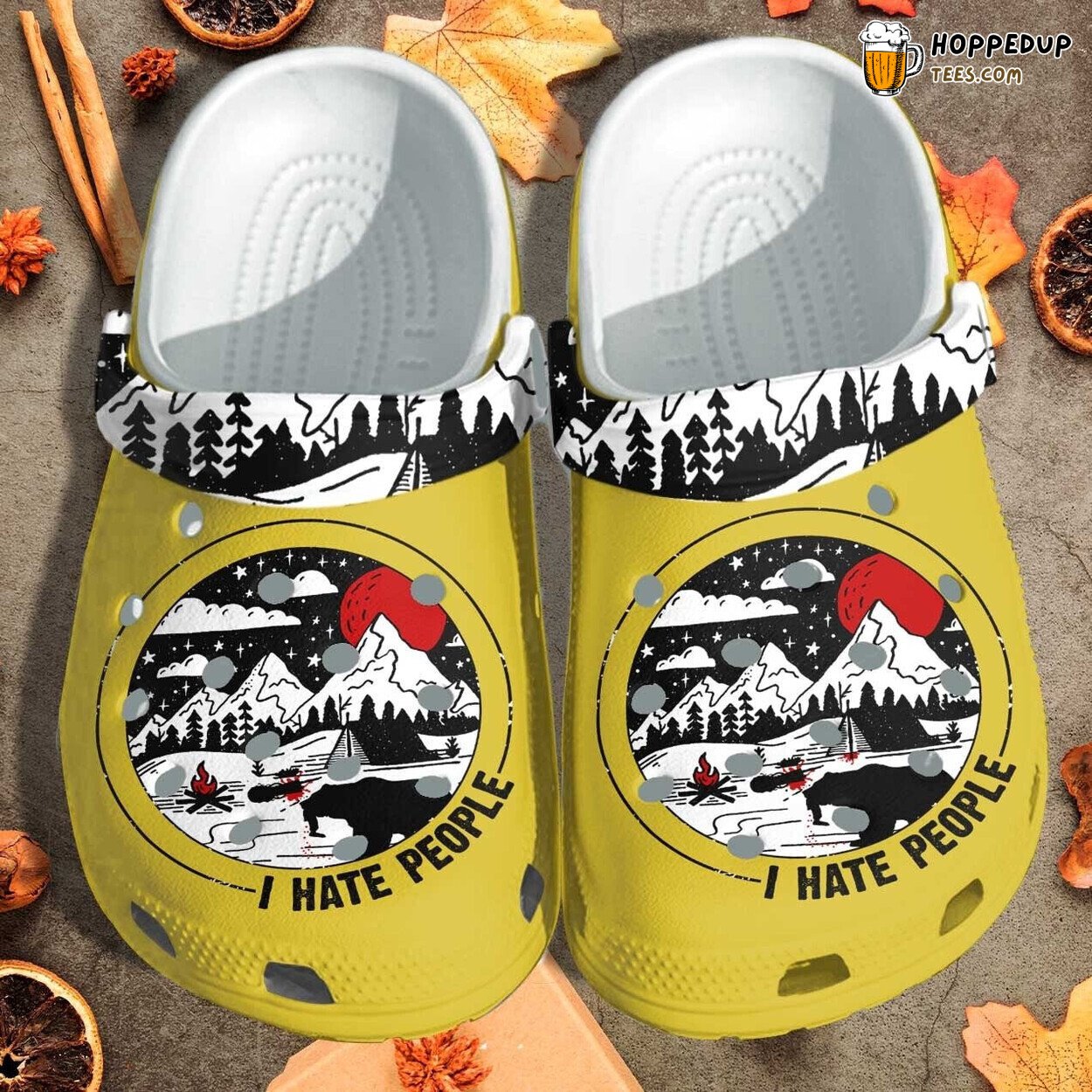 Camping Bear 2022 Funny I Hate People Custom Comfort Clogs