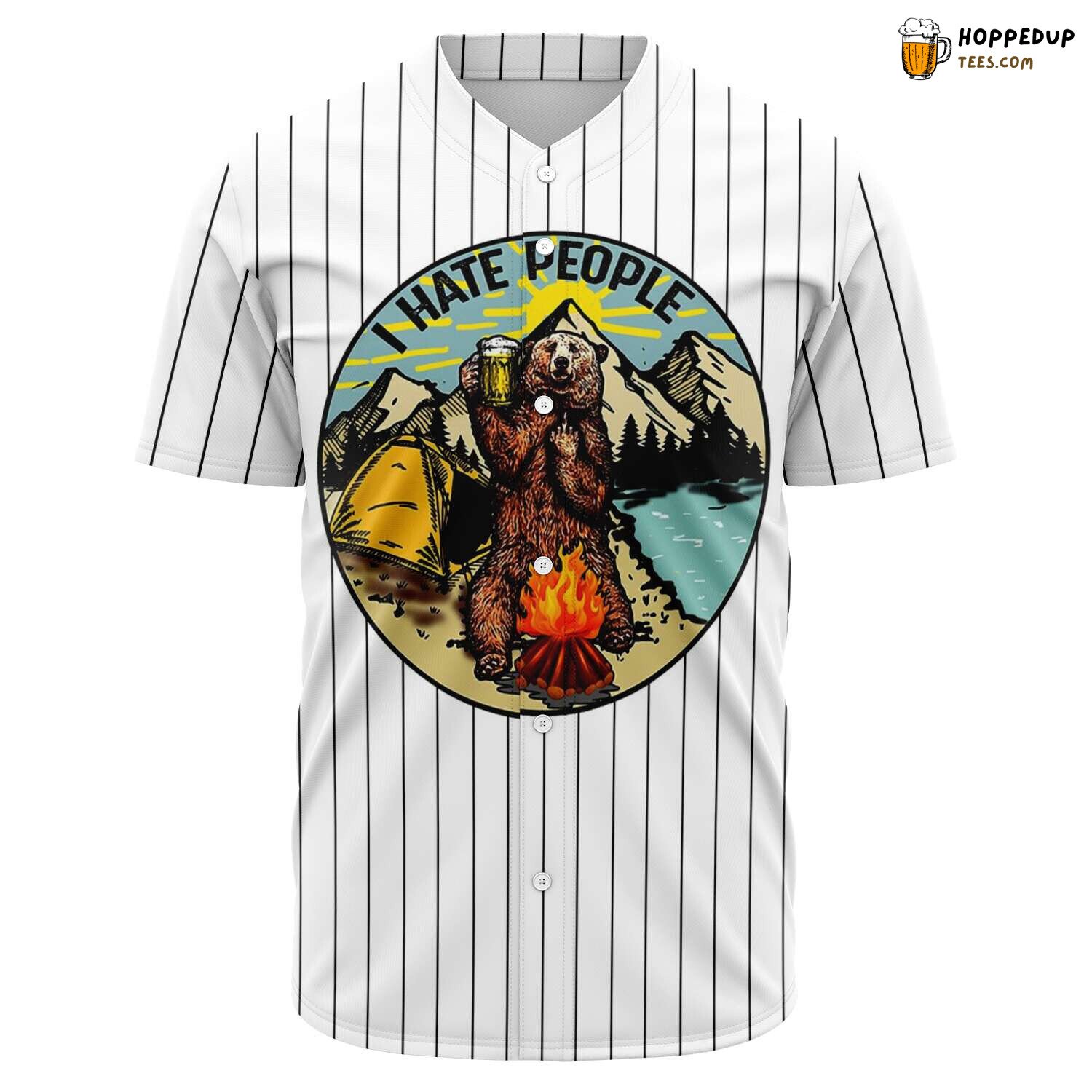 Camping Bear Campfires Baseball Tee Jersey Shirts 3D