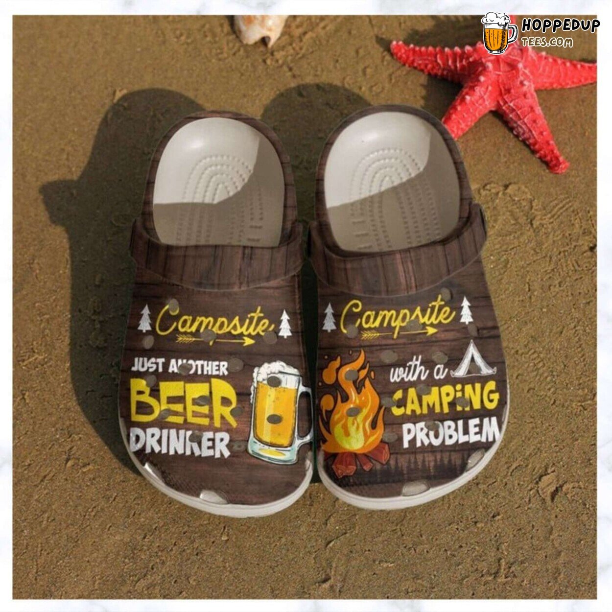 Camping Beer And Campfire Themed Comfortable Unique Rubber Clog Shoes