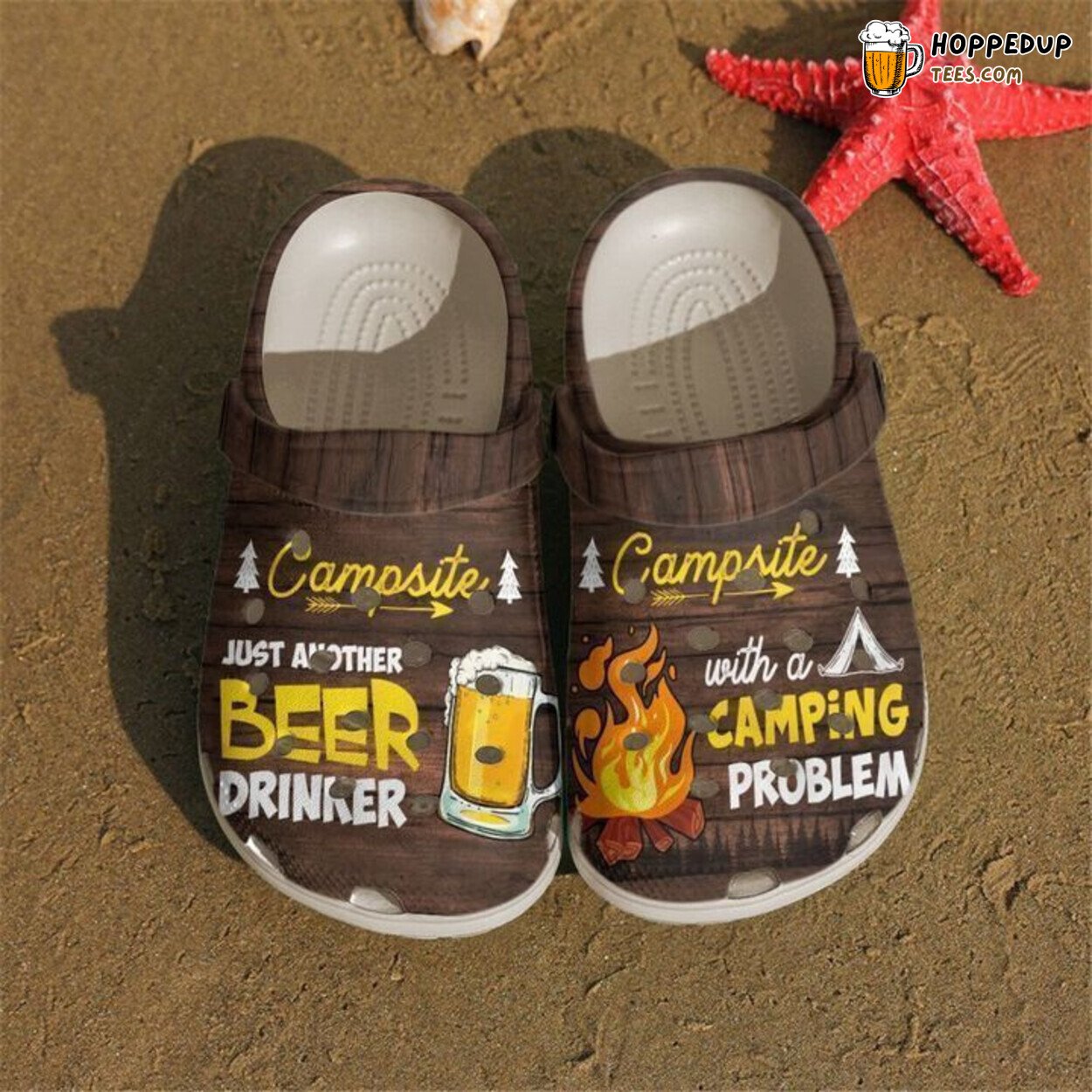 Camping Beer Campfire Theme Comfortable Unique Clog Shoes Design