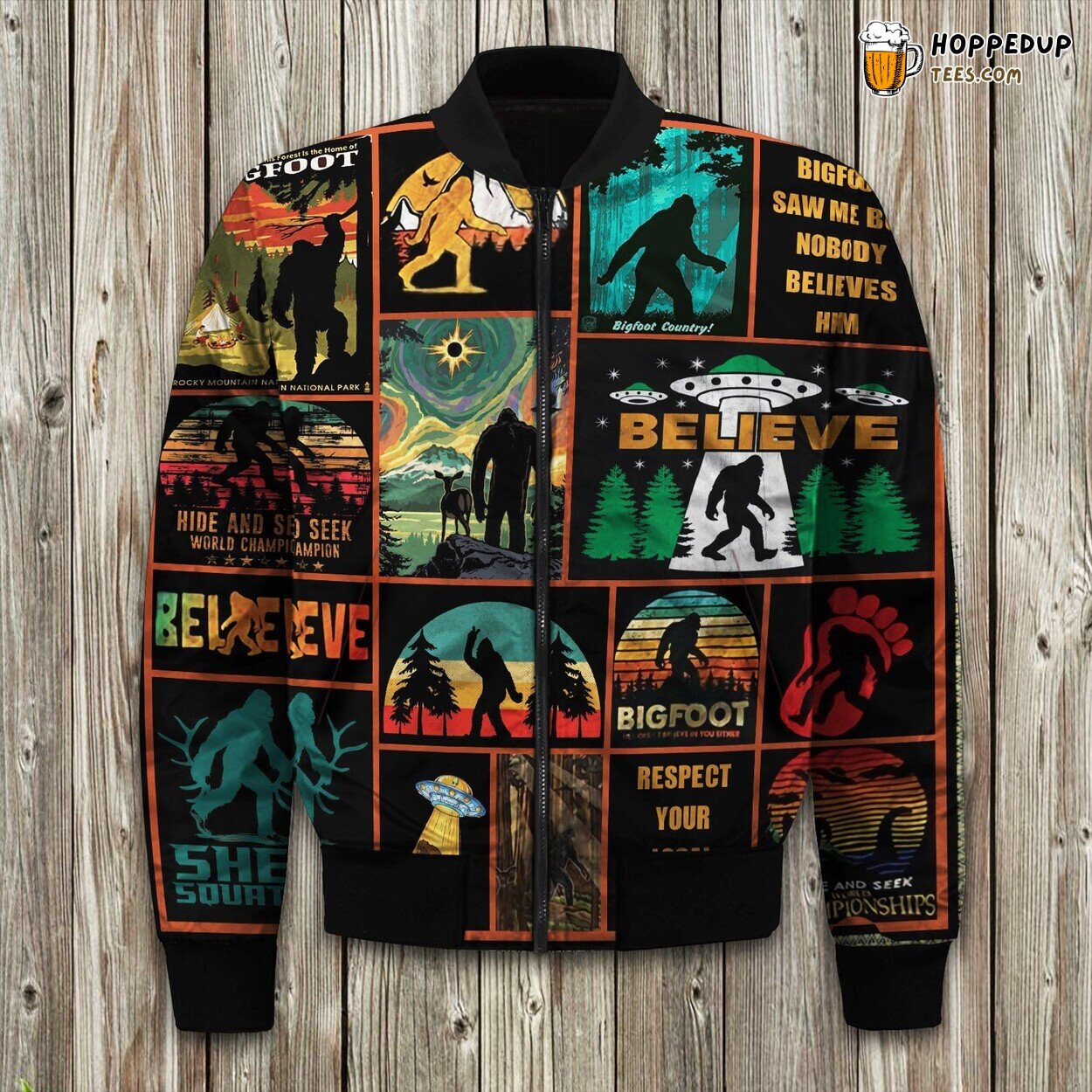 Camping Big Foot Winter Bomber Jacket Tailored Edition Unique Style