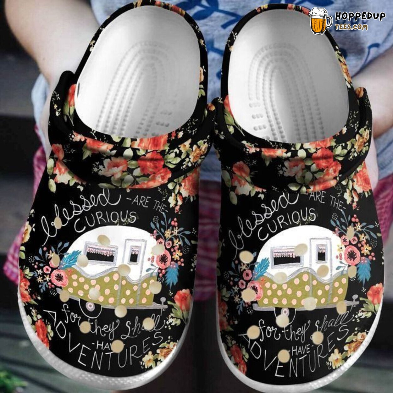 Camping Blessed Are The Curious Theme Clog Shoes Unique Adventure Style