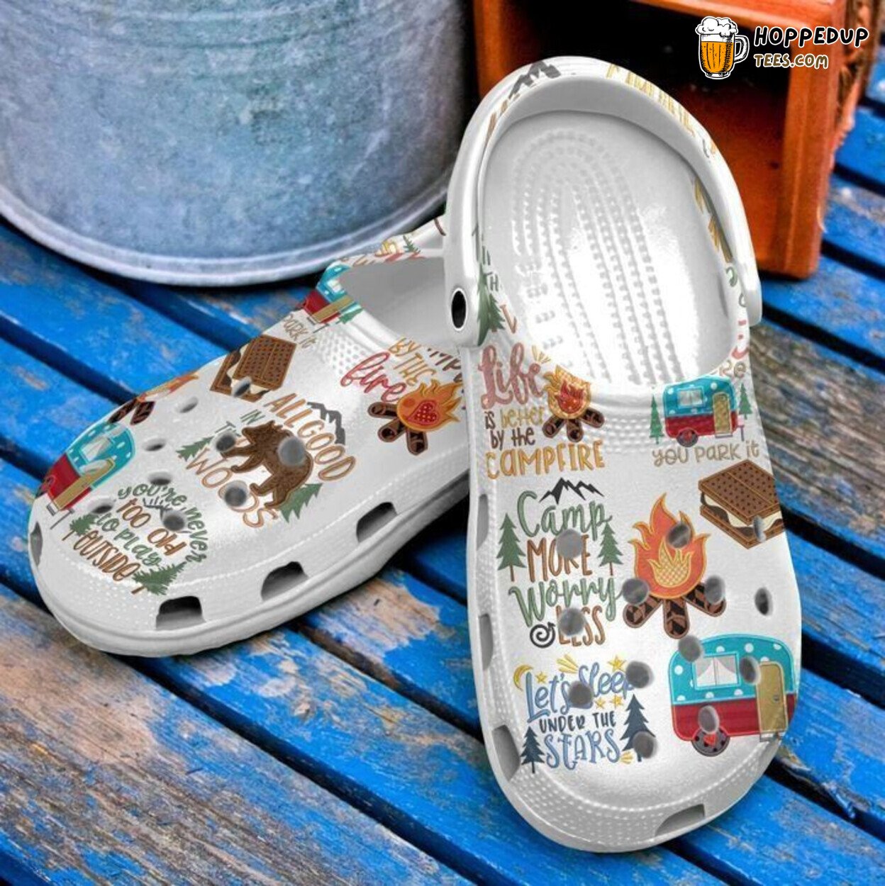 Camping Camp More Worry Less Themed Comfortable Clog Shoes