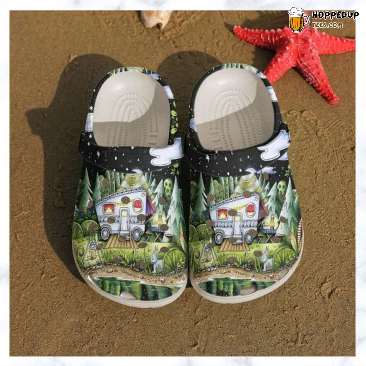 Camping Camper In The Night Rubber Comfortable Clogs Outdoor Shoes