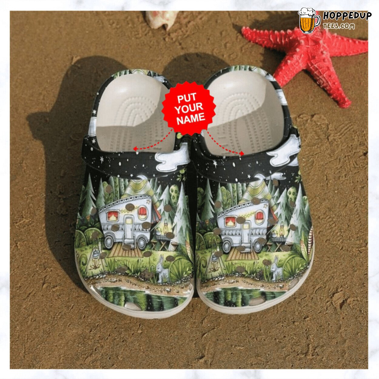 Camping Camper In The Night Theme Comfortable Clogs Outdoor Shoes