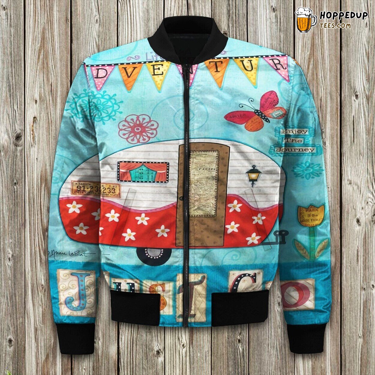 Camping Camper Just Go Bomber Jacket