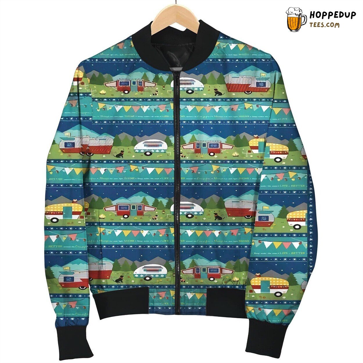 Camping Camper Line Bomber Jacket