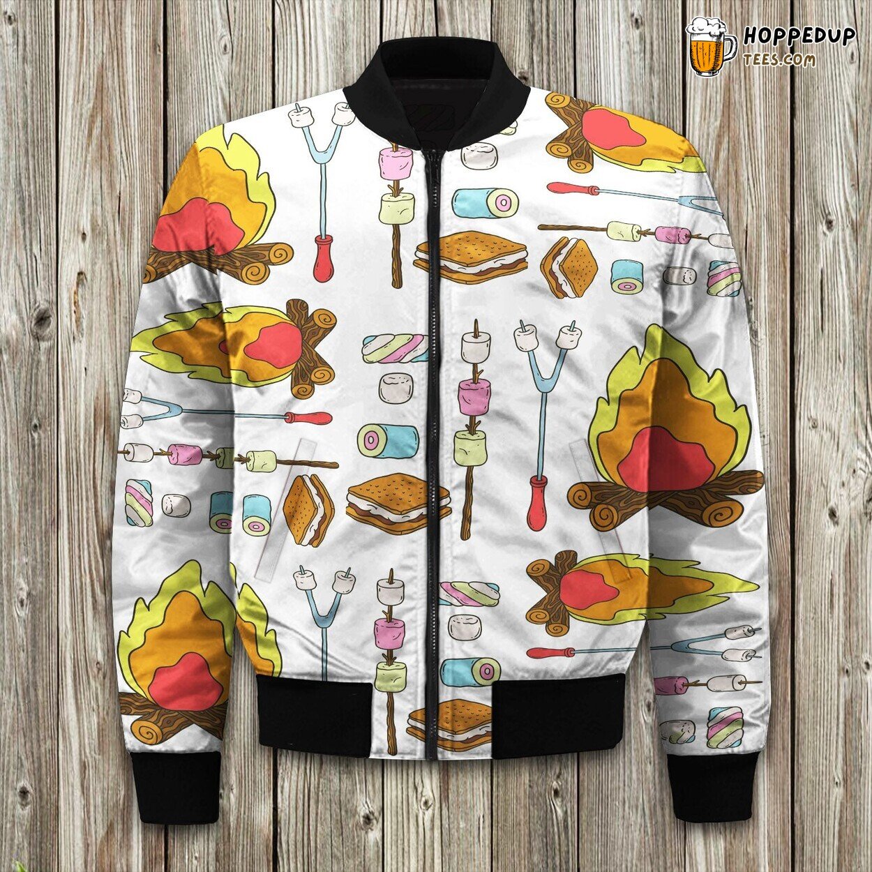 Camping Campfire Marshmallows Bomber Jacket