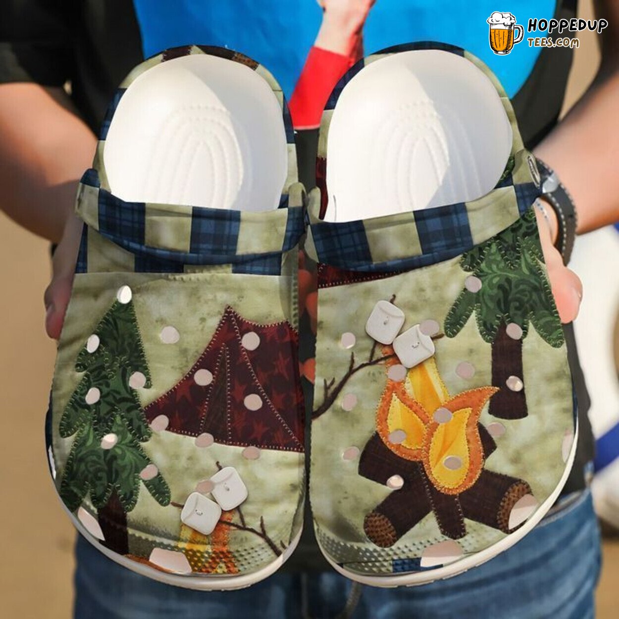 Camping Campfire Themed Classic Comfortable Clogs Shoes Unique Outdoor Style