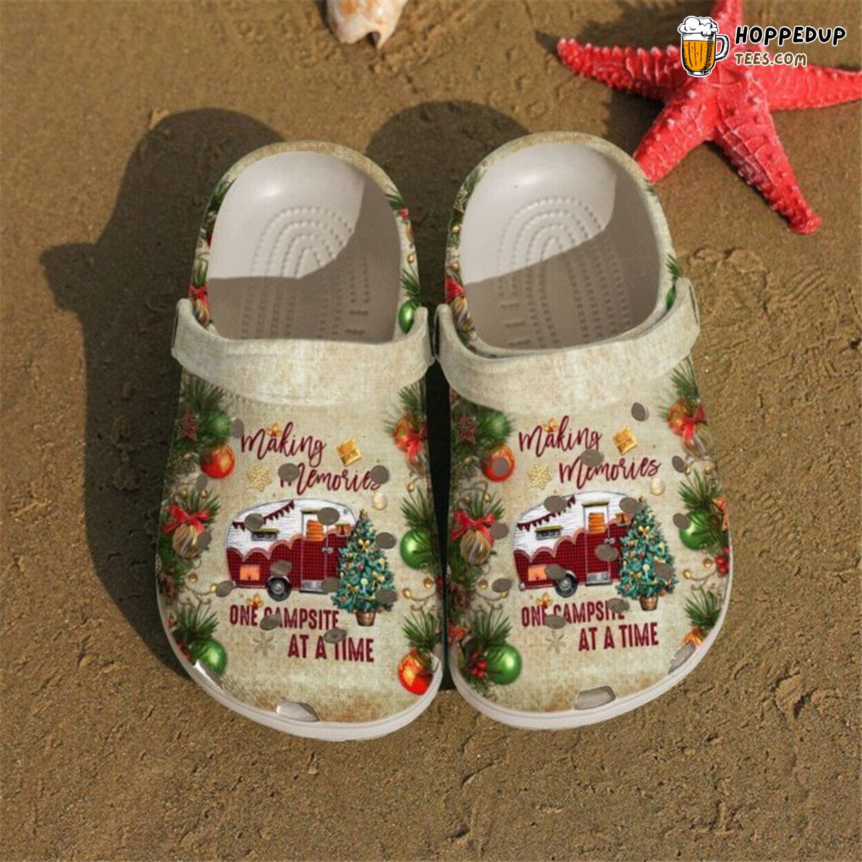 Camping Christmas Vibes Theme Comfortable Clogs Festive Design Footwear