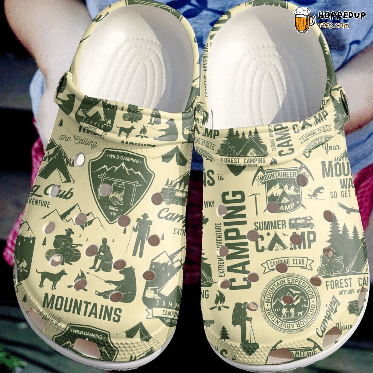 Camping Club Outdoor Adventure Themed Rubber Clog Shoes Comfy Footwear