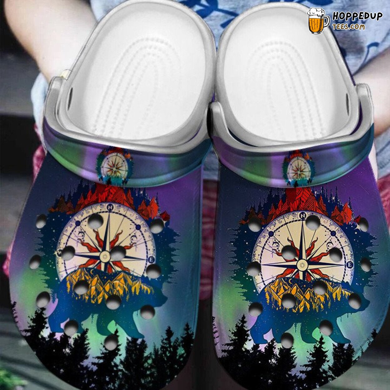 Camping Compass Bear Themed Shoes Clogs Birthday Holiday Unique Gifts